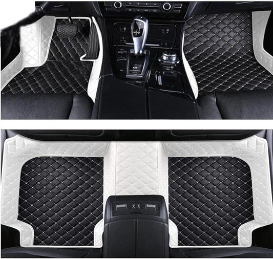 Car Floor Mats Automotive Floor Mats Vehicle Specific All Weather Protection Custom Compatible with Most of 98% Cars SUVs (White and Black)