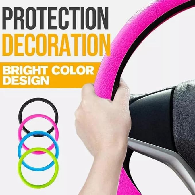 Car Steering Wheel Protective Cover, Silicone Steering Wheel Cover Grip, Cool Non-Slip Thin Steering Wheel Protector, Stretchy, Silent, Fits 13/14/15/16 inch Wheels(Sky Blue)
