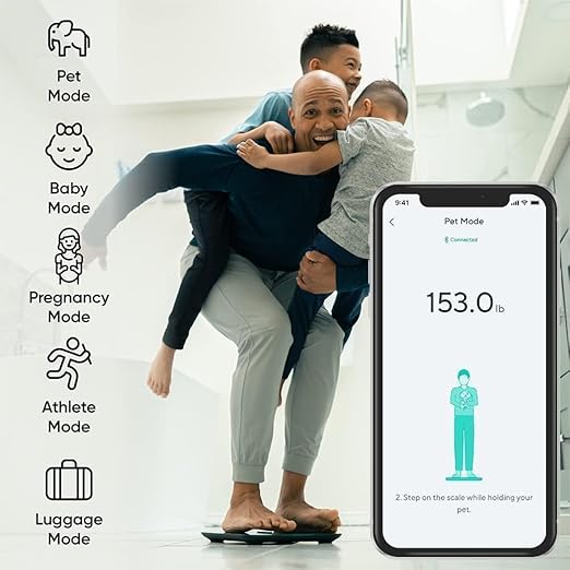 Wyze Smart Scale X - Digital Bathroom Scale for Body Weight, BMI, Body Fat, Muscle Mass, Heart Rate Monitor | Sync with Health Apps | Body Composition Analyzer for People, Baby & Pet, 400 lbs (Black)