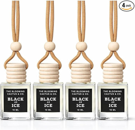 4 Pack Air fresheners | Long lasting car air fresheners, Hand-made in USA | Small room diffuser | Small Business Woman Owned. (10 ml Black Ice (Type) set of 4)