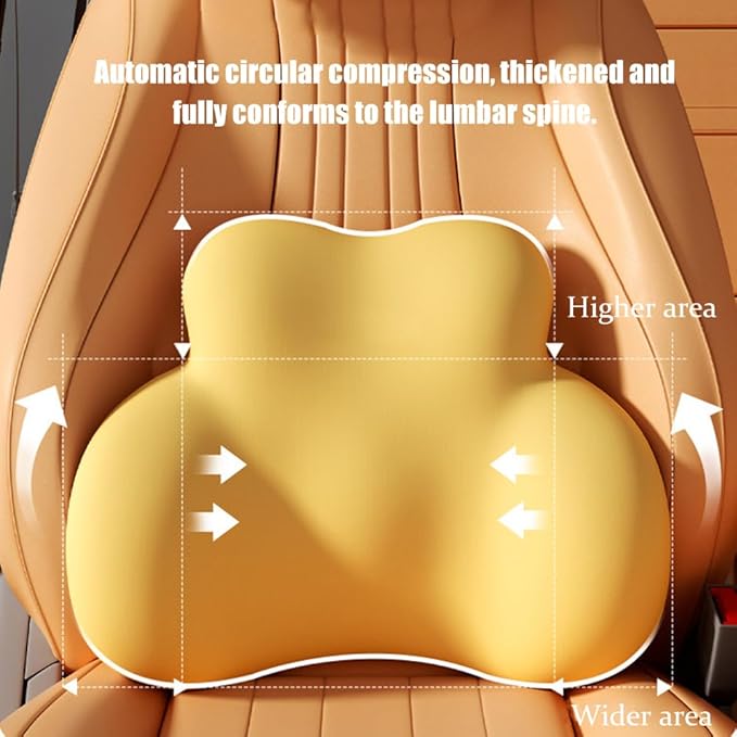 Car Lumbar Support Pillow for Chevrolet GMC Silverado/Sierra 1500 2014-2016 2017 2018 Memory Foam Back Support Cushion Breathable Car Seat Lumbar Pad Accessories,Yellow