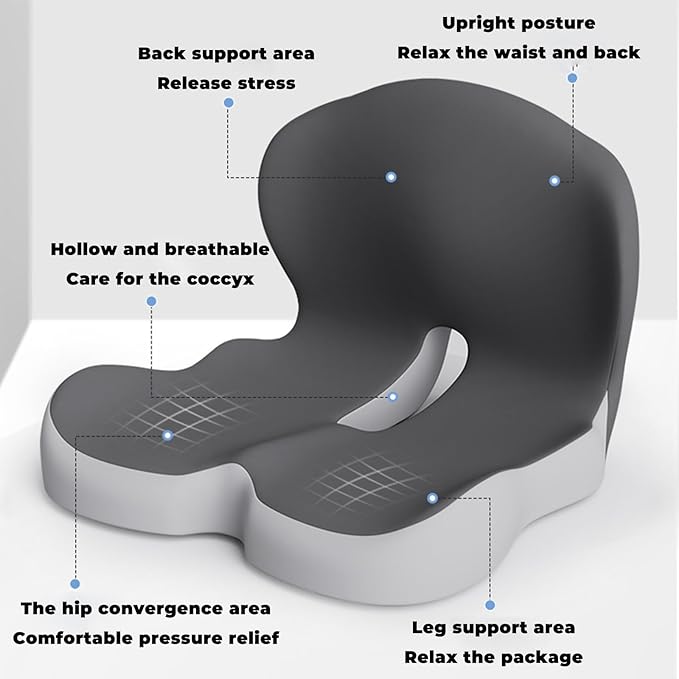 Back and Seat Cushion, Soothe+Cushion,Car Seats with Lumbar Support,Memory Foam Non Slip Skin with Back Support for Office Chair, Car (Green)