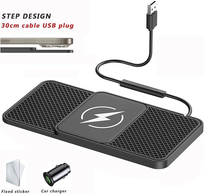 Wireless Car Charger Pad for BMW 5er F10 F11 F18 F90 G30 G31 G38, Phone Cordless Charging Mat Center Console Non-Slip 20W Fast Wireless Type-C/USB,B 30cm Cable USB Plug-Normal