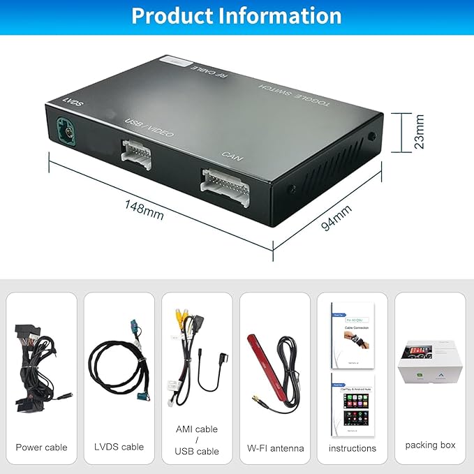 Road Top Wireless CarPlay & Android Auto Retrofit Kit for Mercedes-Benz C/E/GLK/ML/CLA/GLA/CLS/SLK 2012-2015, NTG4.5/4.7 System, AUX Required, CarPlay Interface Decoder, MirrorLink, Camera Support