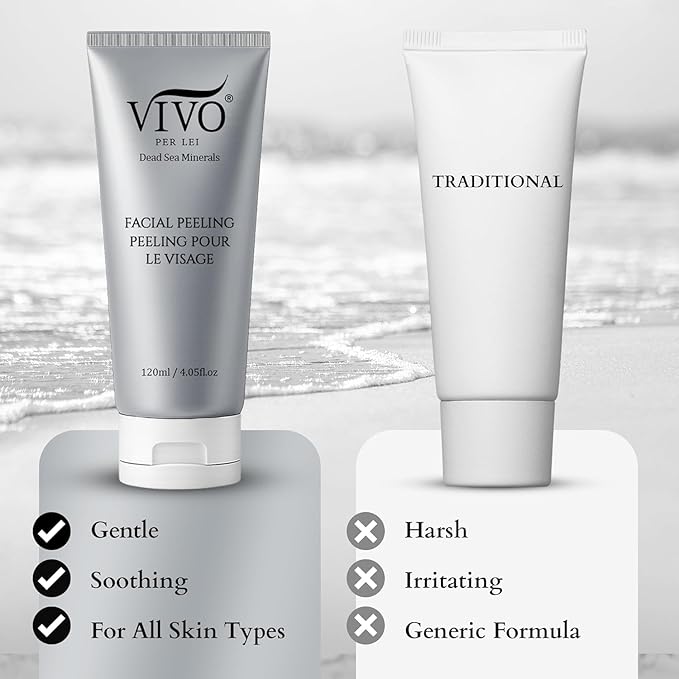 Vivo Per Lei Facial Peeling Gel - Face Peel with Dead Sea Minerals - Gentle Exfoliating Gel for Face - 4.05 Fl Oz - Pack of 3