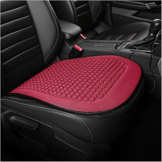 Car Front Seat Bottom Cover, Cool Breathable Anti-Slip Vehicle Driver Seat Protector Cushion, Comfortable Auto Interior Chair Protection Pad Mat, Universal for Truck SUV Sedan (Wine Red)