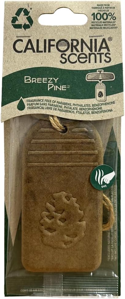 California Scents Hanging 3D Paper: Natural, Environmentally Friendly Car Freshener with Recycled Materials and Strong Odor Eliminator for Automotive Air Freshening (Breezy Pine, 1 Pack)