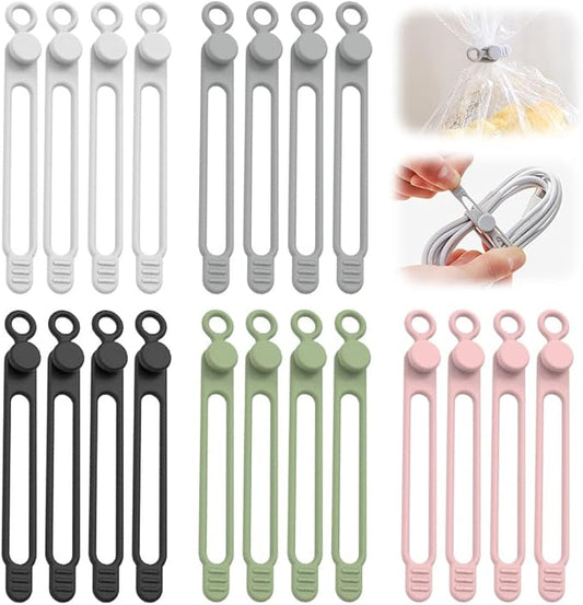 20pcs Data Cable Organizer, 2025 New Silicone Cable Ties Cable Management Organizer, 106mm Reusable Cord Organizers, Colorful Wire Organizers for Cords (20)