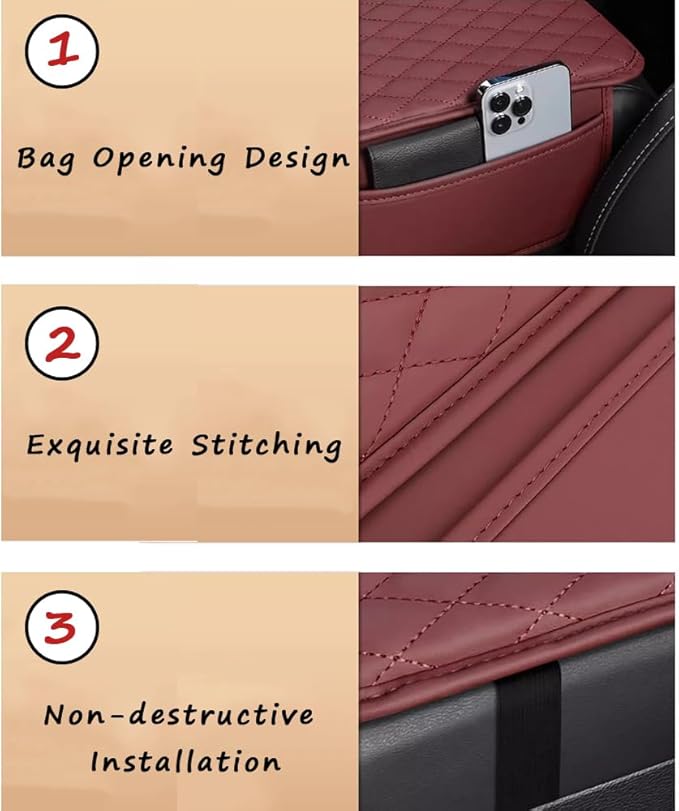 Car Armrest Cushion for Mazda CX-30 2019–2025 2026 DM,Multifunctional Car Armrest Heightening Pad,Car Center Console Cover,Waterproof Nappa Leather Arm Rest Protector,Red