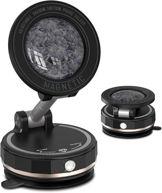 2026 Gen-3 Magnetic Phone Holder for MagSafe Car Mount,360° Adjustable Vacuum Suction Phone Mount for Car/Mirror/Home/Travel,Suction Cup Mount for iPhone 17/16/15/14/13/12/Android (Black)