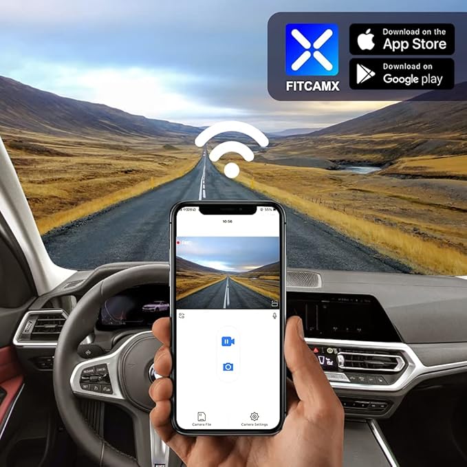 Fitcamx Front 4K+Rear 1080P Dash Cam Adapts for BMW 3 4 Series M3 M4 2020-2024 (Model A) 330i 330e M340i 430i Xdrie M440i, OEM Factory Look, Dual Loop Recording, WiFi & APP, G-Sensor, 128GB Card