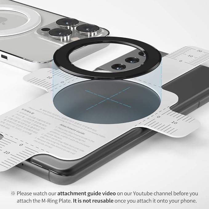 Sinjimoru for MagSafe Sticker, Magnetic Ring for Phone Case, Adaptor for MagSafe, 1000g Magnet Strength, Wireless Charging, M-Ring Plate Black