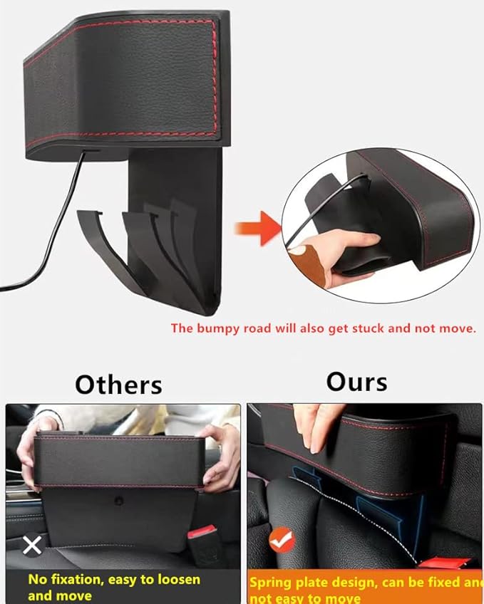 JEYODA Car Seat Gap Filler Organizer, Car Organizer Front Seat，Pack Auto Console Side Storage Box with Cup Holders，Car Organizers and Storage for Holding Phone, Sunglasses, Wallet 1PC (red)