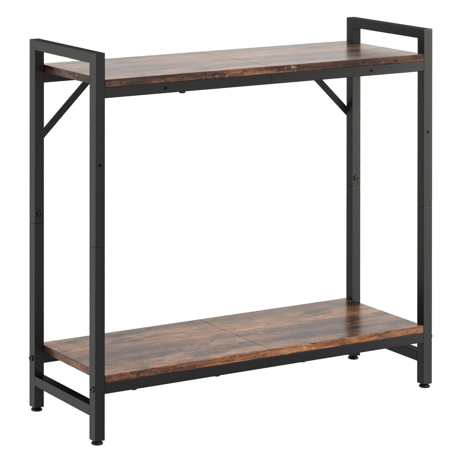 Livofloral Narrow Console Table, Small Entryway Table with 2 Support Bar, Thin Sofa Table, Small Couch Table, Display Table, Side Table for Living Room, Hallway, Bedroom, Rustic Brown