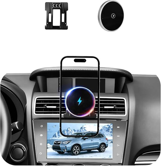 Car Cell Phone Holder for Subaru Forester (2007-2013 2014), Magnetic Phone Holder, Magsafe Car Mount Charger, Dashboard Phone Holder, Cell Phone Automobile Cradles, 15W Wireless, 360° & Hands Free