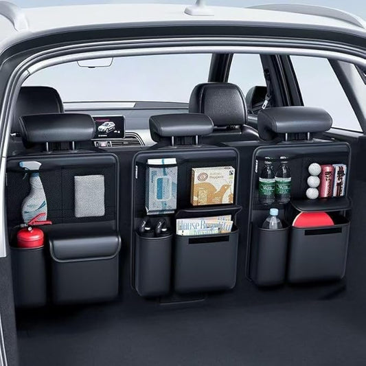 Car Trunk Organizer Backseat Storage Bag for Honda CRV Hybrid 2023-2026, Heavy Duty Hanging Cargo Net Pocket Space Saving Leather Interior Accessories,2pcs