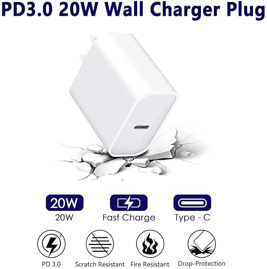 iPhone Fast Charger,Fast Charger iPhone 2Pack 20W PD USB C Wall Charger Type C Power Adapter Lightning Cable Cord Fast Charging Plug Apple Chargers for iPhone 14 Pro/13/12 Pro Max/XS/XR/X/8/SE/iPad