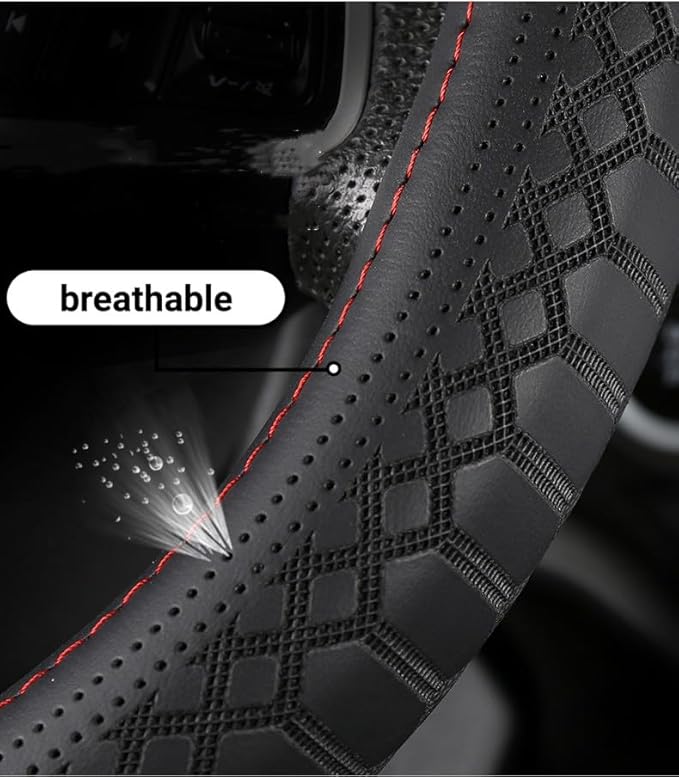 Car Steering Wheel Cover Rubber Inner Ring All Car Universal Four Seasons Universal Thin Fiber Leather Anti-Slip 16 17 18 19inch for Truck (17inch, Brown)