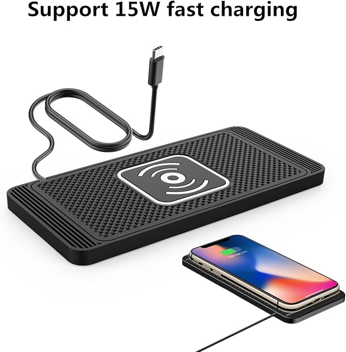 Wireless Charging Pad for Car for Subaru XV Forester Outback Impreza BRZ WRX Legacy, 15W Fast Wireless Charger Mat Non-Slip Silicone Car Center Console Phone Charging Pad,A/15W-Type-c