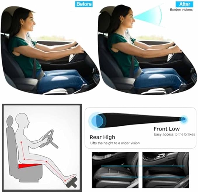 Car Seat Cushion for Ford F150(7seats) 2017-2023, Nonslip Driving Comfort and Breathable Lumbar Support Pad Sciatica and Back Pain Relief,Black-4 cm