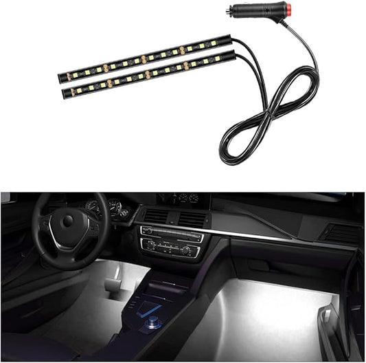 Car LED Strip Light, 24 LEDs RGB Neon Interior Atmosphere Lights, 12V Under Dash Ambient Night Light, Cigarette Lighter Auto Interior Decorative Lamp, Car Accessories (White)
