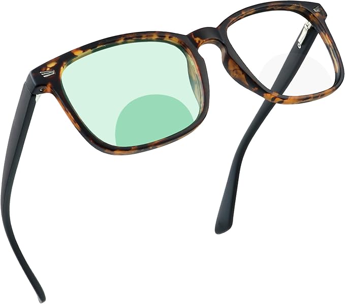 YEIN Bifocal Reading Glasses with Blue Light Blocking Lenses, Bifocal Reader for Women and Men, Vintage Square frame with Spring Hinge (+0.50/+3.00 magnification)