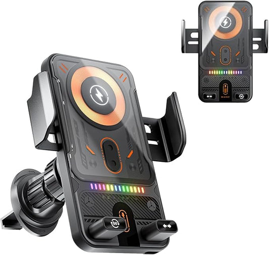 2026 New Cool Car Wireless Fast Charging Holder - Drive Smarter, Charge Faster,15w Universal, Smart Car Holder 360° Rotation, Smart Sensor Open, Switch Between Horizontal Vertical (Black)