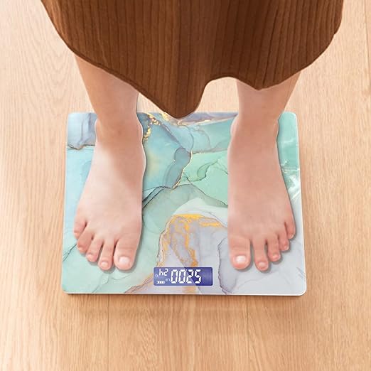 Weight Scale Digital Bathroom Scale Scale for Body Weight 400 lbs Personalized Digital Scale with Backlit Display Easy Read(Battery Not included) - Teal Marble Pattern