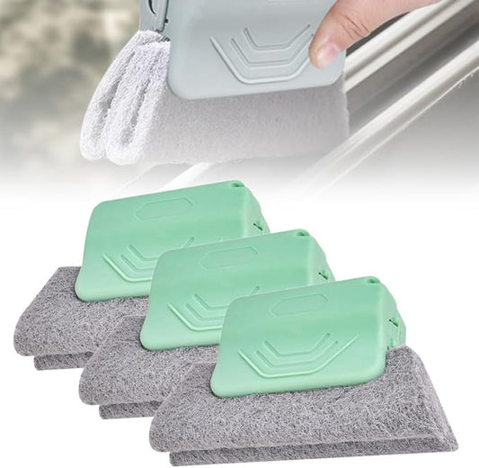 2026 New Magic Window Track Cleaner, 3Pcs Multipurpose Cleaning Brush for Window Grooves, Sliding Door Tracks, Tile Grout Lines, Shutter Slats, Car AC Vents, and Narrow Gaps (Green)