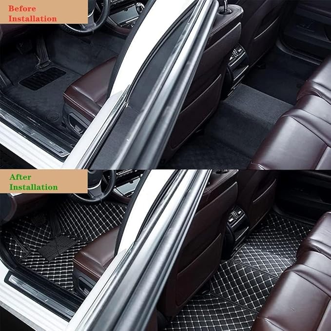 Custom Making Car Floor Mats Protection Pads for 99% Sedan/Coupe/Hatchback/SUV/Pickup Men Women Car Floor Mats Coverage Pads Anti-Slip Leather Floor Lining (Light Blue+Black Beige)