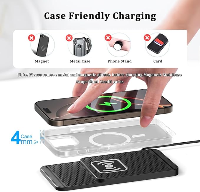 Wireless Charging Pad for Car for Mazda CX-50 2023-2026, 20W Fast Wireless Car Charger Pad Type-C/USB Non-Slip Phone Charging Mat,B 30cm Cable USB Plug