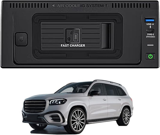 Car Wireless Charger for Mercedes Benz GLE/GLS(2016 2017 2018 2019) ML/GL(2012 2013 2014 2015),for Any Qi-Enabled Phone,with USB Port Anti-Slip Mat