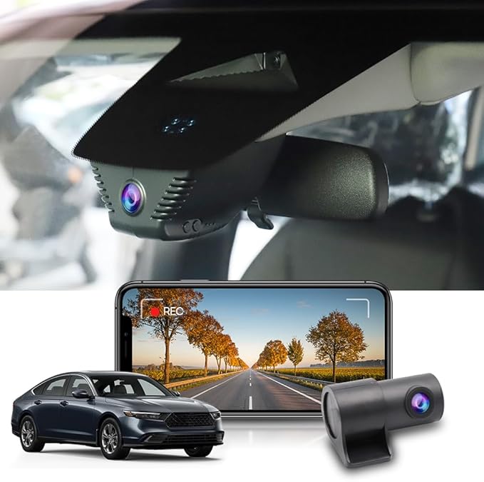 Fitcamx Front 2K+Rear 1080P Dash Cam Suitable for Honda Accord 2023 2024 2025 Hybrid Sport LX EX Touring EX-L (Gen11), OEM Look, Dual HD Video, Loop Recording WiFi, G-Sensor, Easy to Set, 64GB Card