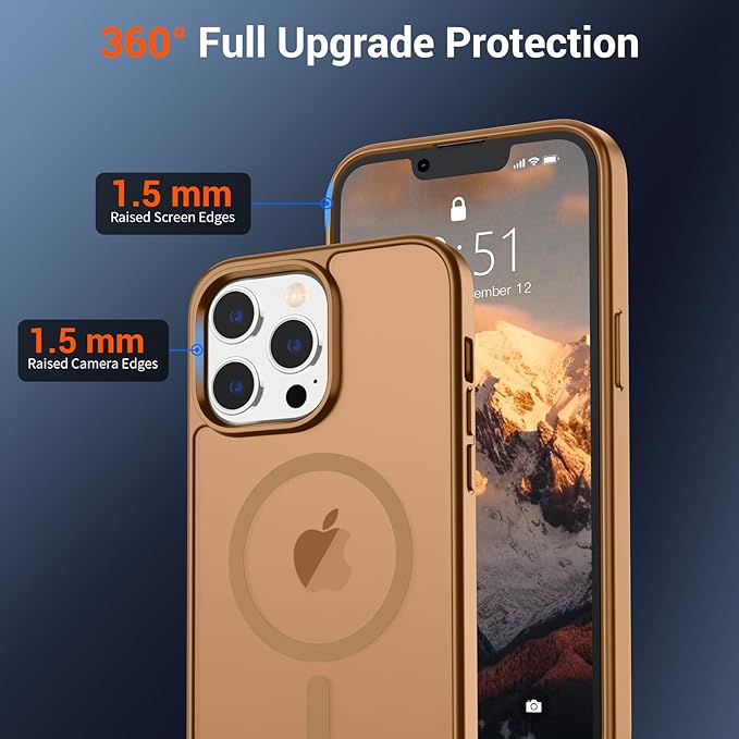 SUPFINE Magnetic for iPhone 12 Pro Max Case (Compatible with MagSafe) (Military Grade Drop Protection) Slim Translucent Matte Shockproof with Anti-Fingerprint Phone Case,Brown