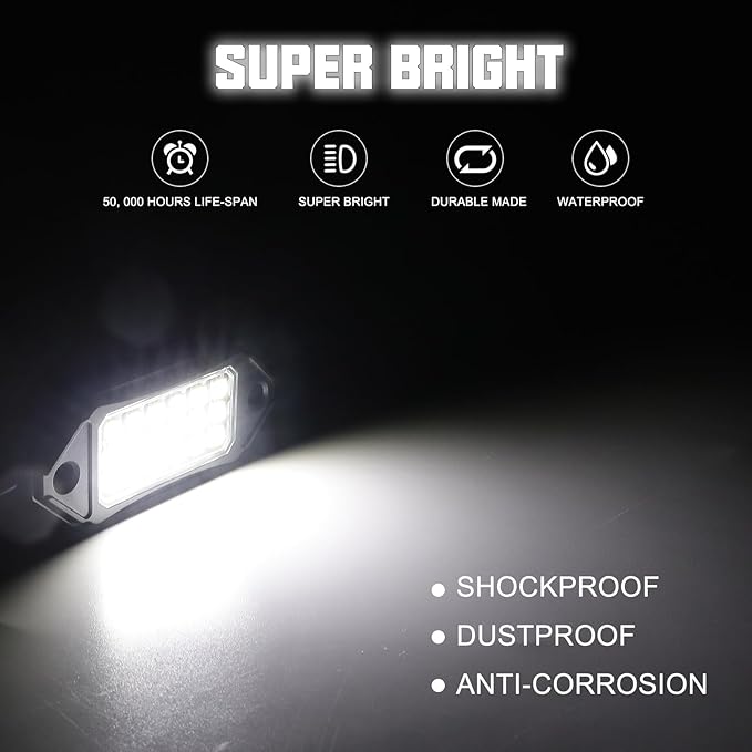SUNPIE White Rock Lights, 16 Pods LED Rock Lights Underglow kit IP67 Waterproof Underglow Light kit for Trucks Car Jeep ATV UTV SUV Pickup Off Road RZR Under Body Glow Light Trail Lighting