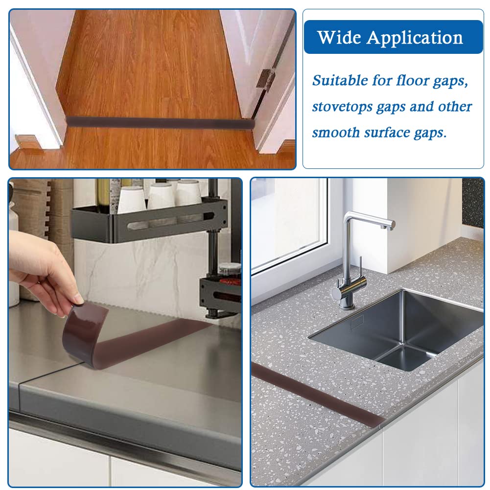 Floor Transition Strip Self Adhesive Floor Cover Strips Laminate 3" Wide Vinyl Flat Divider Transitions (7.5cm, 3.3Ft, Brown)