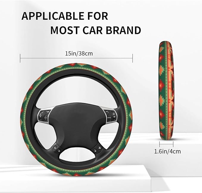 Stripes Cute Steering Wheel Cover Non-Slip Breathable Sweat-Absorbent Suitable for SUV Van Truck Car Universal Protection Accessories 15 Inch Suitable for Women Men