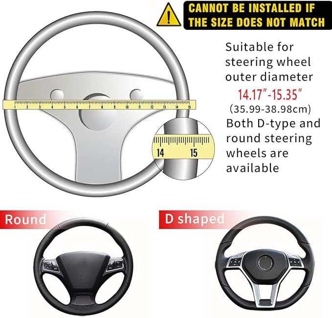 15 inch Car Steering Wheel Cover, Carbon Fiber Microfiber PU Leather Elastic Steering Wheel Protector for Men Women, Anti-Slip Breathable Car Interior Accessories (Grey)