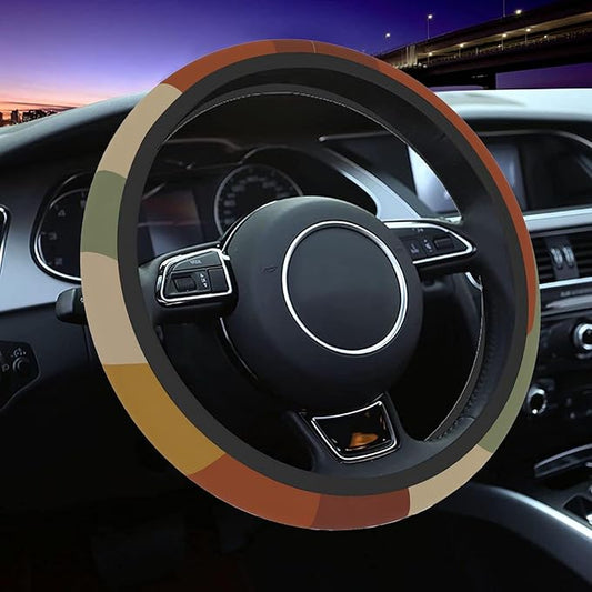 Car Steering Wheel Cover for Women Men, Non-Slip Sun Rays Bending Steering Wheel Protector, Universal 14"-15" Fit for Cars, SUVs, Trucks (Sun Rays Bending)