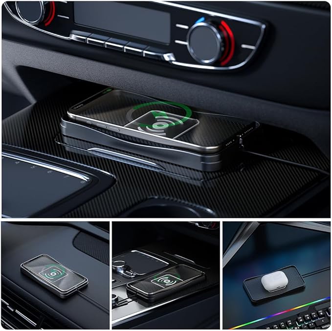 Wireless Car Charger Pad for Ford F-150 Lightning 2022-2025, Type-C/USB 20W Car Wireless Charger Non-Slip Phone Charging Pad Car Accessories,A 30cm Cable Type-C Plug
