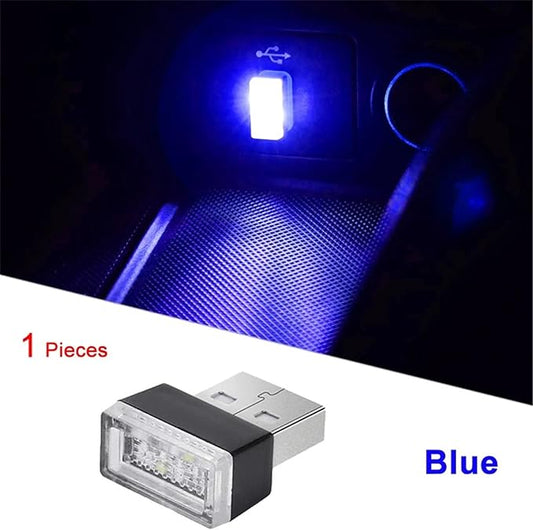 1/4/10 PCS USB LED Light Car Interior Styling Atmosphere Decorative Lamps Mini Universal Portable Ambient Lighting Kit Red Bule(1 PCS_Blue)