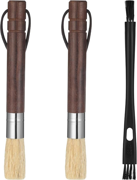 3 Pack Coffee Grinder Brush, Espresso Machine Brush with Wooden Handle and Natural Bristles, Coffee Grinder Cleaning Brushes for Home Kitchen Barista Espresso Machine