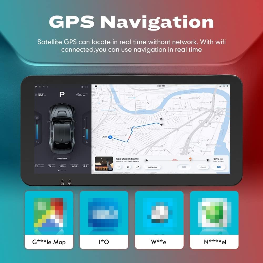 Kunfine Car CarPlay Android Auto Navigation Stereo GPS Radio Reverse Camera Display 10.33" QLED Touchscreen Headunit Tablet Pad Media Player For Peugeot 301 13-22 if Applicable Quad Core 1G+32G Silver