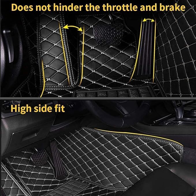 Custom Making Car Floor Mats Compatible for 2000-2025 All Mode Sedan SUV Sports Car Full Coverage Cute Pads Protection Non-Slip Leather Floor Liners (Red+Black Edge)