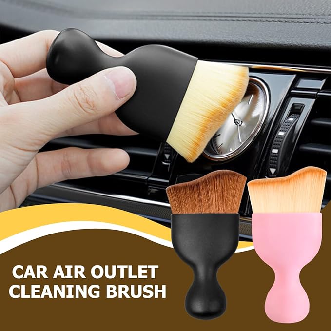 Blilo 2PCS Car Interior Detailing Brush with Dust Cover, Auto Soft Hair Cleaning Brushes, Scratch Free Curved Dirt Collectors, for Dashboard Air Conditioner Vents Leather Computer (Black/White/2PCS)