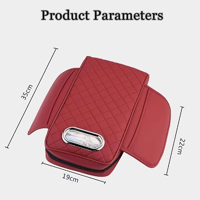 Car Center Console Cover for Fiat 500L (Type 330) 2012-2021, Leather Car Arm Rest Cover, Car Armrest Cushion with 2 Storage Bags Car Center Console Armrest Pad, D Brown