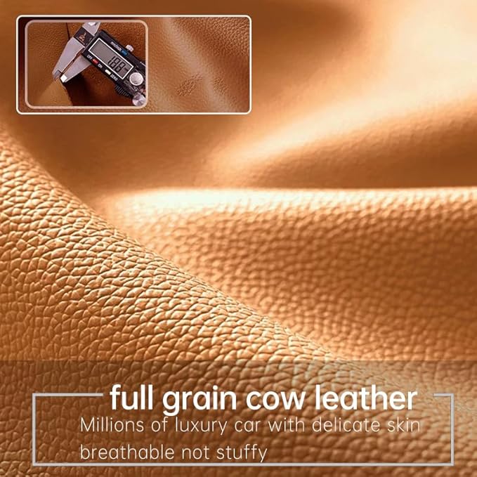 Car Car SUV's Van Universal Genuine Leather Seat Cushion Lumbar Back Top Layer Cowhide Front and Rear Cushion Plus Padded Comfort (Red Flag Brown, Backrest)