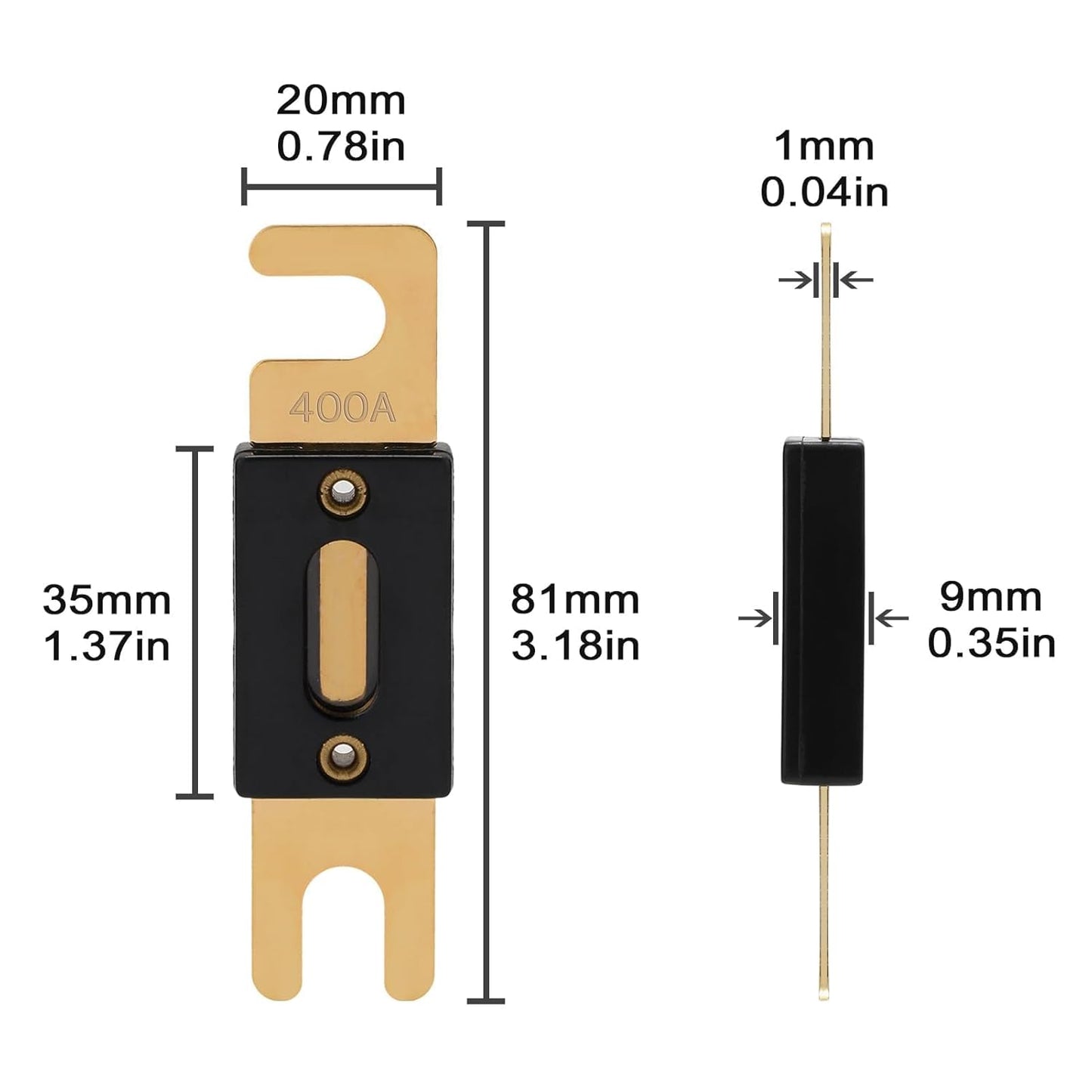 400A ANL Fuse 400 Amp Inline Blade Fuses 32V for Car Audio Inverter Automotive Stereo (Pack of 3 pcs)