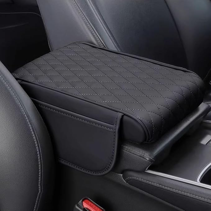 Car Armrest Pad for Lexus GX J150 J120 GX 460 400 GX OR Leather Armrest Box Mat Center Console Cushion Pad Universal Armrest Seat Box Cover Protector,Black, normal