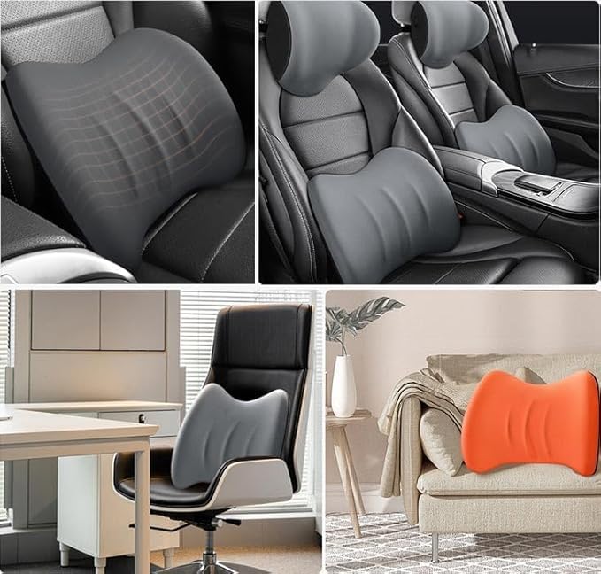 Car Memory Foam Pillow for Honda Civic Coupe/Sedan 2016 2017 2018 2019 2020 2021,Neck and Back Support Car Seat Kit Long Drive Essential Neck Pillow Lumbar Support Cushion,Orange